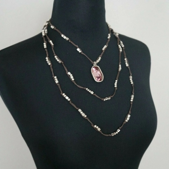 Un ode 50 Wine Crystal Multi Strand Necklace - Picture 2 of 6